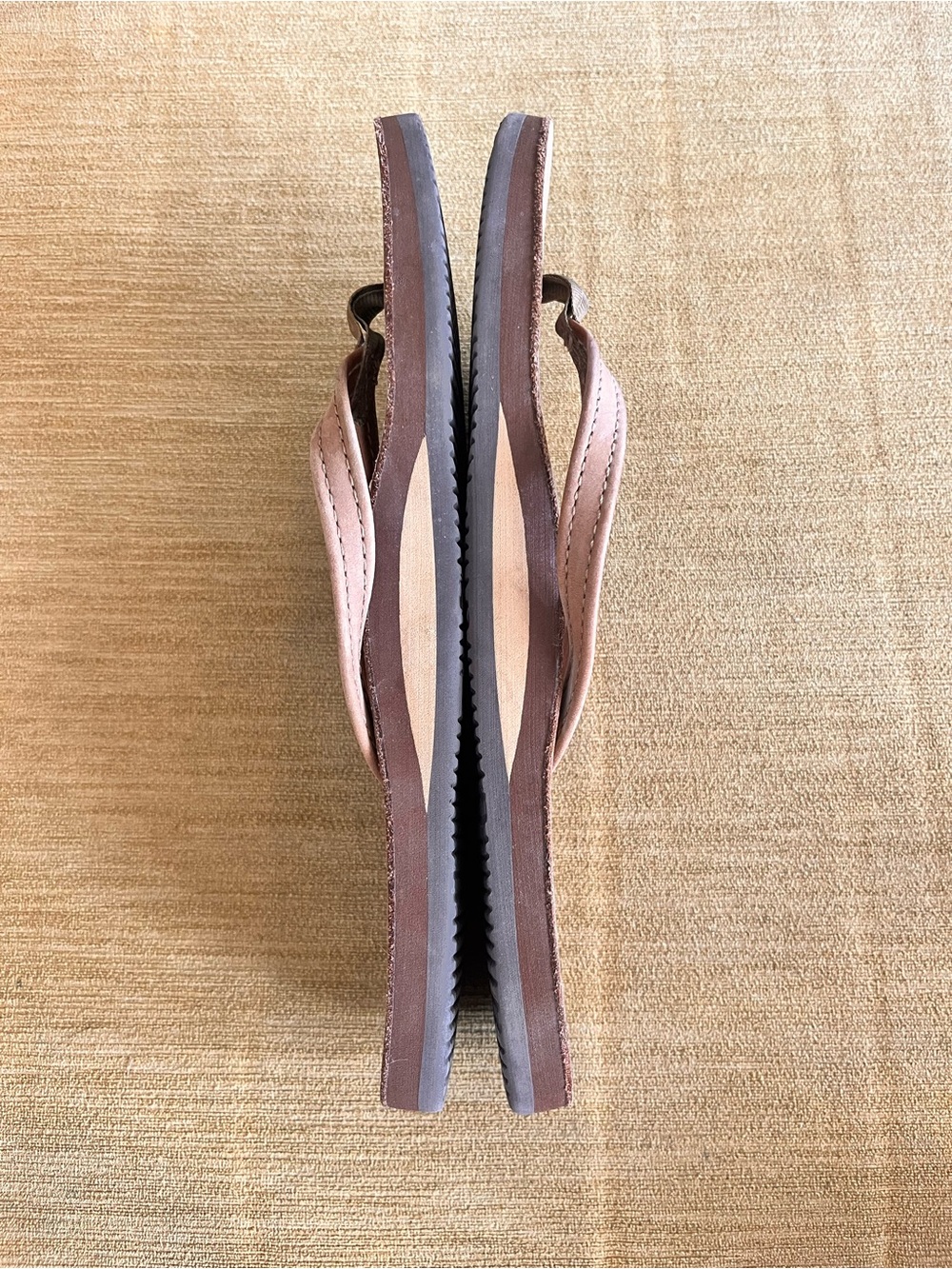 Rainbow Leather Flip Flops in Light Brown - Picture 3 of 3